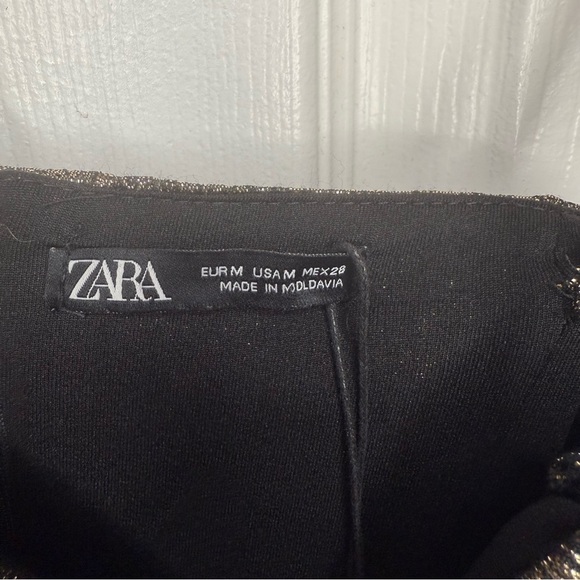 Zara Gold Metallic Mini Dress with Ruffle Size Medium NWT Homecoming Formal - Picture 8 of 9